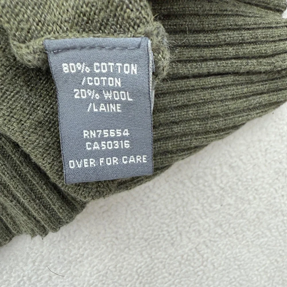 Abercrombie Fitch Mens Size M Medium V Neck Sweater Olive Green Cotton Wool‎ Y2K